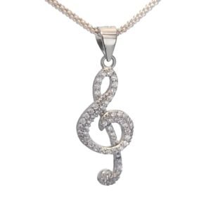 Colgante plata clave de sol de circonitas