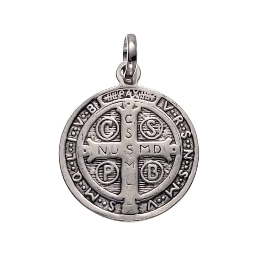 Colgante medalla de San Benito en plata de 2,4 centímetros. - Imagen 2