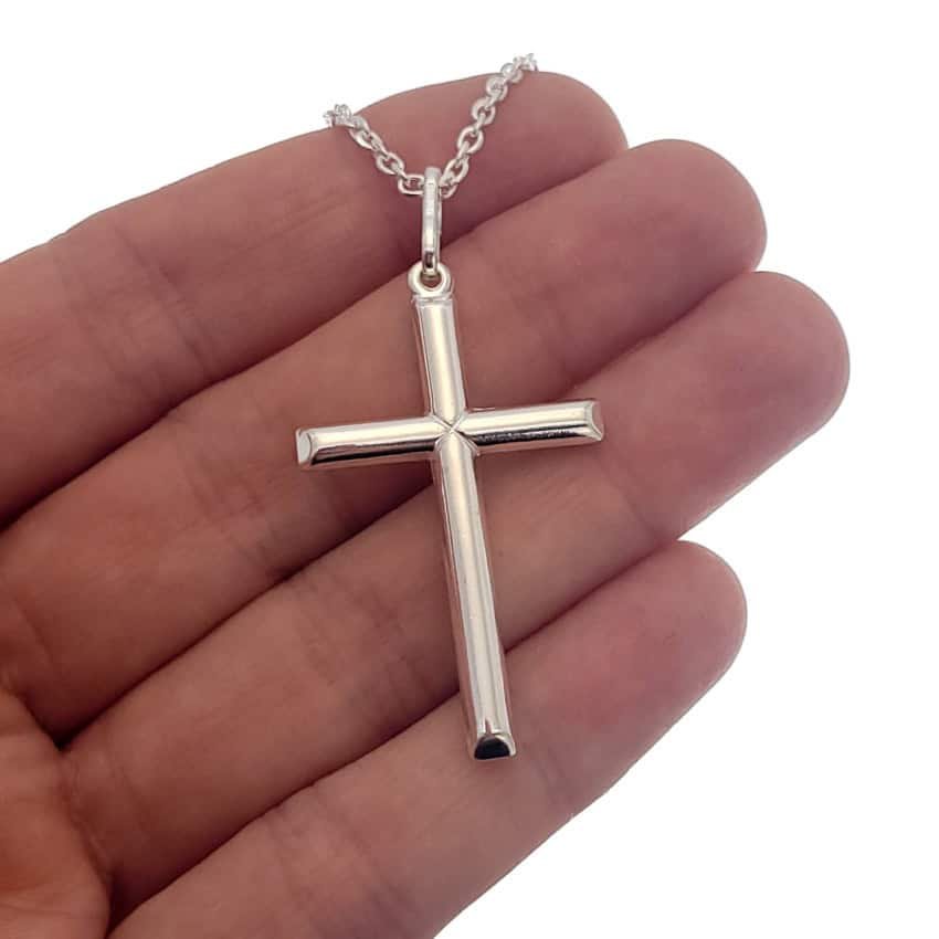 Colgante cruz lisa en plata 925 de 43 milímetros - Imagen 2