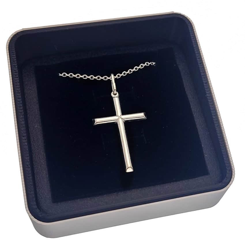 Colgante cruz lisa en plata 925 de 43 milímetros - Imagen 3