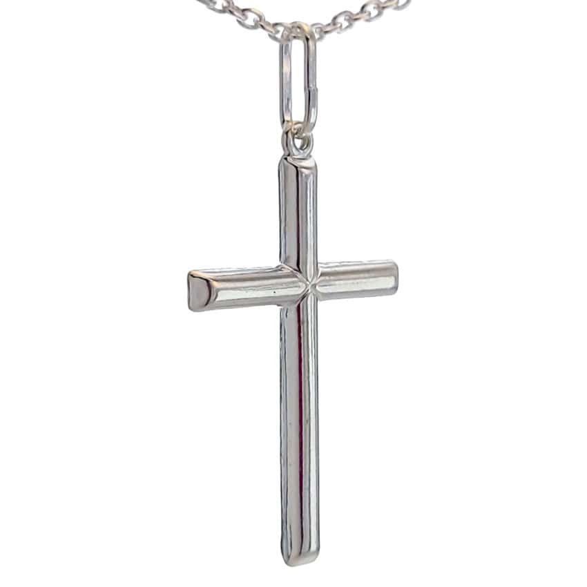 Colgante cruz lisa en plata 925 de 43 milímetros