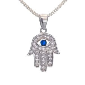 Colgante mano de Fátima con circonitas